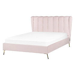 Beliani Lit double en velours avec port USB 140 x 200 cm rose MIRIBEL