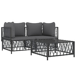 Avis Maison Chic Salon de jardin 3 pcs avec coussins - Table et chaises d'extérieur - Mobilier/Meubles de jardin Moderne anthracite acier -MN63593