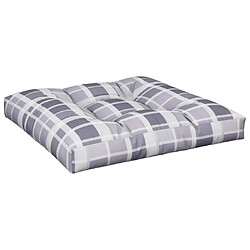 Avis vidaXL Coussins de palette lot de 2 motif à carreaux gris tissu