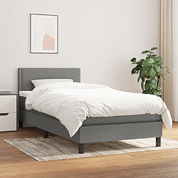 Maison Chic Lit Adulte - Lit simple Lit à sommier tapissier et matelas moelleux - Meuble de Chambre - Gris foncé 90x190 cm Tissu -MN86207