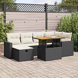 vidaXL Salon de jardin avec coussins 8 pcs noir résine tressée acacia