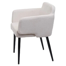 Avis Mendler Chaise de salle à manger HWC-L13 Chaise de cuisine avec accoudoirs, tissu/textile métal ~ Crème-Blanc