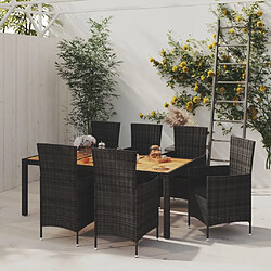 Maison Chic Mobilier à dîner 7 pcs de jardin avec coussins - Ensemble table et chaises d'extérieur - Salon/Mobilier de jardin classique Résine tressée Noir -MN74815