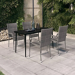 vidaXL Ensemble de salle à manger de jardin 5 pcs Gris et noir