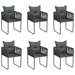 vidaXL Chaises d'extérieur 6 pcs avec oreillers Résine tressée Noir