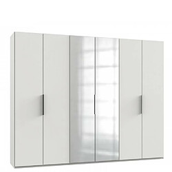 Inside 75 Armoire de rangement LISBETH 4 portes blanc 2 miroirs 300 x 236 cm hauteur