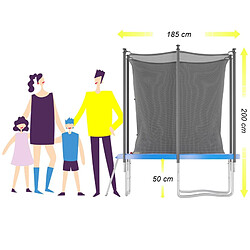 Jump4Fun Trampoline de jardin ø185 cm / 6FT avec Filet intérieur, Matelas de protection et Echelle