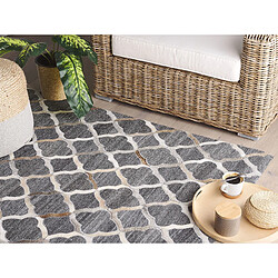 Avis Beliani Tapis en cuir et tissu gris et beige 160 x 230 cm ROLUNAY