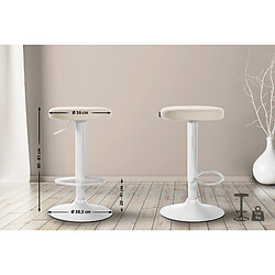 Decoshop26 Lot de 2 tabourets de bar design simple avec assise en synthétique crème et cadre métal blanc TDB10679