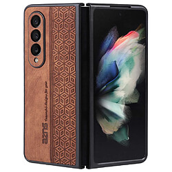 Coque en TPU + PU AZNS anti-chute pour votre Samsung Galaxy Z Fold3 5G - marron