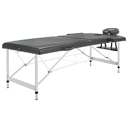 vidaXL Table de massage 2 zones Cadre en aluminium Anthracite 186x68cm