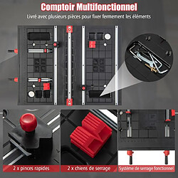 Acheter Helloshop26 Établi pliable avec plate-forme 2 en 1 et 2 hauteurs réglables support de scie garage cadre en alu avec système de serrage et pinces charge 200 kg noir + rouge 20_0005346