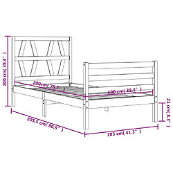 vidaXL Cadre de lit sans matelas 100x200 cm bois massif pas cher