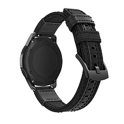 Bracelet en cuir véritable en toile noir pour votre Samsung Gear S3 Classic/S3 Frontier/Galaxy Watch 46mm