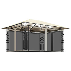 vidaXL Tonnelle avec moustiquaire et lumières LED 4x3x2,73 m Crème