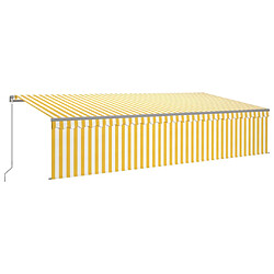 Maison Chic Auvent manuel rétractable avec store | store extérieurs de porte | Marquise Brise-soleil 6x3 m Jaune et blanc -GKD12580