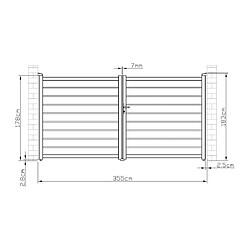 Avis Vente-Unique Portail électrique battant aluminium ajouré L355 x H183 cm anthracite - PRIMO