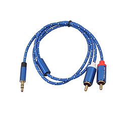 Acheter Wewoo Connecteur plaqué or 3,5 mm mâle vers double RCA Câble audio tressé en coton bleu pour interface d'entrée RCA Haut-parleur actifLongueur 0,5 m