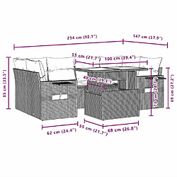 Acheter vidaXL Salon de jardin avec coussins 7 pcs gris clair résine tressée