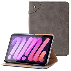 Etui en PU style rétro avec support gris pour votre Apple iPad mini (2021)