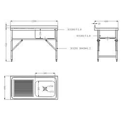 Plonge Inox Professionnelle Avec Pied Pliant - Gamme 600 - Combisteel