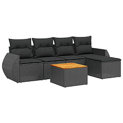 Maison Chic Salon de jardin 6 pcs avec coussins | Ensemble de Table et chaises | Mobilier d'Extérieur noir résine tressée -GKD98869