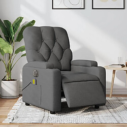 vidaXL Fauteuil inclinable de massage électrique gris foncé tissu