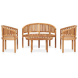 Maison Chic Salon de jardin 4 pcs - Table et chaises d'extérieur - Mobilier/Meubles de jardin Moderne en forme de banane Bois de teck solide -MN74493