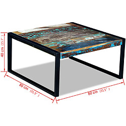 vidaXL Table basse Bois de récupération massif 80x80x40 cm pas cher