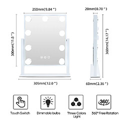 FENCHILIN DC117-2 Miroir de maquillage 25 x 30cm Rotation libre Blanc pas cher