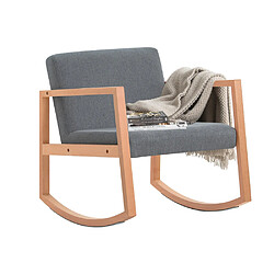 SoBuy FST93-HG Fauteuil à Bascule en Bois de Hêtre, Fauteuil Allaitement, Chaise Berçante avec Accoudoirs, Rocking Chair, Fauteuil Relax avec Coussin Épais