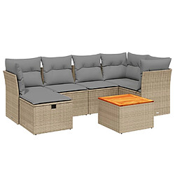 vidaXL Salon de jardin avec coussins 7pcs mélange beige résine tressée