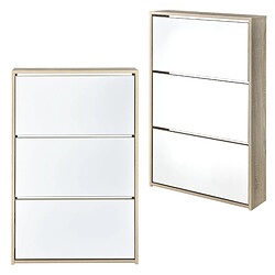 Avis Meuble à Chaussure Lund Miroir 103 x 63 x 17cm Effet Chêne [en.casa]