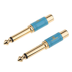 plaqué or 6,5 mm mâle à RCA adaptateur vidéo audio bleu pas cher