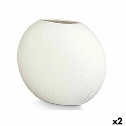 Gift Decor Vase Rond Blanc Céramique 40 x 34,5 x 16 cm (2 Unités)