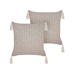 Beliani Lot de 2 coussins HAKONE 42 x 42 cm Géométrique Taupe