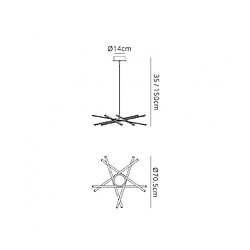 Luminaire Center Suspension LED intégré Star Argent 1 ampoule 35cm