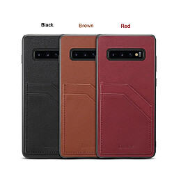 Acheter Wewoo Coque Pour Galaxy S10 Plus Denior V1 Housse de protection en cuir de vachette voiture de luxe avec fentes carte double marron