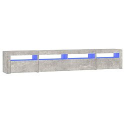 vidaXL Meuble TV avec lumières LED Gris béton 240x35x40 cm