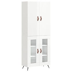 vidaXL Buffet haut Blanc brillant 69,5x34x180 cm Bois d'ingénierie