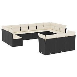 Maison Chic Salon de jardin avec coussins 13 pcs, Ensemble Tables et chaises de jardin, noir résine tressée -GKD720550