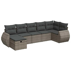 vidaXL Salon de jardin avec coussins 7 pcs gris résine tressée