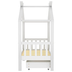 Avis vidaXL Cadre de lit enfant avec tiroir blanc pin massif 70x140 cm