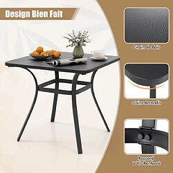 Helloshop26 Table de salle à manger de patio en métal 80 x 80 cm table d'appoint carrée avec 4 pieds incurvés table d'extérieur pour 4 personnes gris 20_0009437