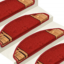 Avis vidaXL Tapis d'escalier autocollants 15 pcs Rouge 65x21x4 cm