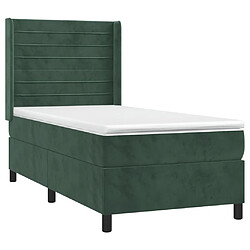 Avis Maison Chic Lit adulte- Lit + matelas,Sommier à lattes de lit avec matelas Vert foncé 90x200 cm -GKD35383