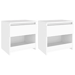 Maison Chic Lot de 2 Tables de chevet - Tables de Nuit Blanc 40x30x39 cm Aggloméré