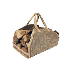 Aubry Gaspard Sac à bûches en toile de jute renforcée beige.