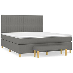 vidaXL Sommier à lattes de lit avec matelas Gris foncé 160x200cm Tissu