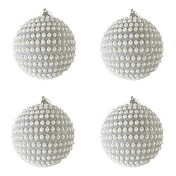 Mobili Rebecca Ensemble De 4 Grosses Boules De Noël Pour Sapin En Plastique Couleur Argent Style Classique